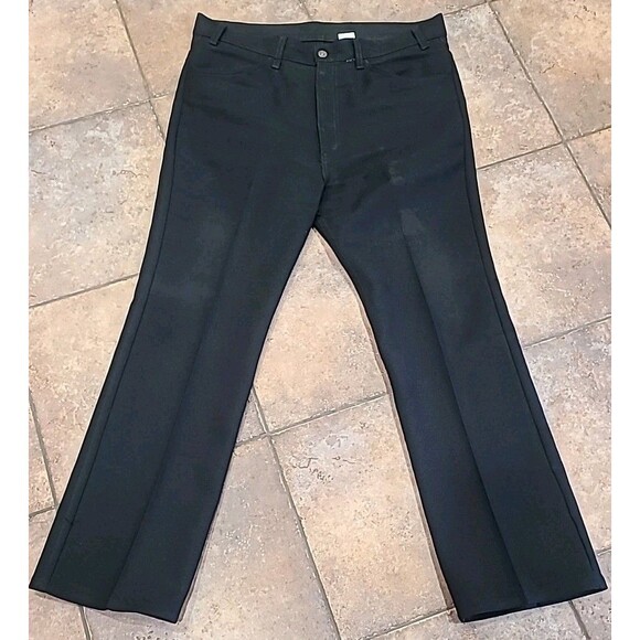 VTG Levis Mens 38x30 Black Dacron Polyester Bootcut Made USA 70s Western Cowboy - Picture 5 of 9